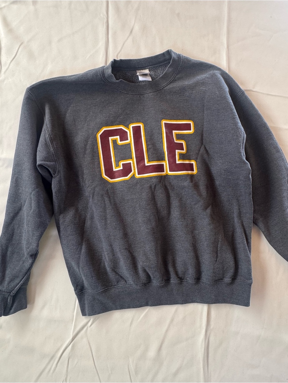 Gildan Charcoal Crewneck Sweatshirt with Maroon and Gold CLE Logo